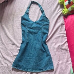 ASOS Petite Denim Halter Neck Mini Dress — US 2
